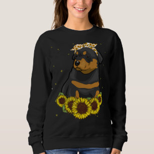 Girls Women Mom Rottweiler Dog Sunflower Sweatshirt