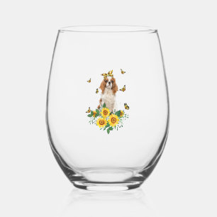 Girls Women Mum Cavalier King Charles Spaniel Dog Stemless Wine Glass
