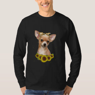 Girls Women Mum Chihuahua Dog Sunflower T-Shirt