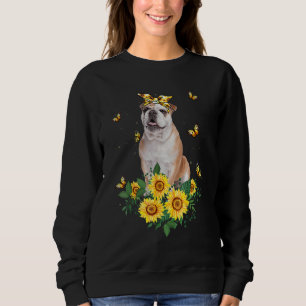 Girls Women Mum English Bulldog Dog Sunflower Sweatshirt