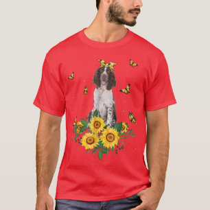 Girls Women Mum English Springer Spaniel Dog Sunfl T-Shirt