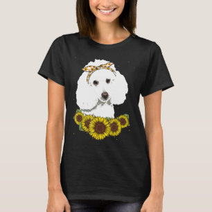 Girls Women Mum Poodle Dog Sunflower Gift T-Shirt