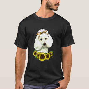 Girls Women Mum Poodle Dog Sunflower T-Shirt