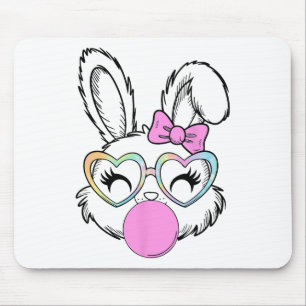 Girls Women Rabbit Bunny Face Pink Coquette Bow Ea Mouse Pad