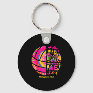 Girls Women Volleyball Teen Christian Christ Tie Key Ring
