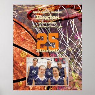 girls' women's add your team photo basketball poster