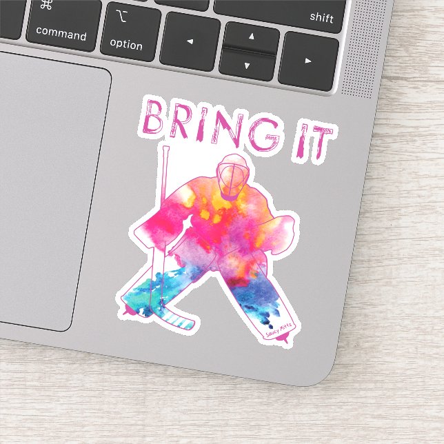 Girls Women's Bring It Hockey Goalie Watercolor (Detail)