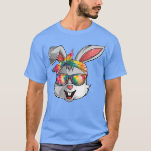 Girls Womens Kids Bunny Face Tie Dye Glasses Easte T-Shirt