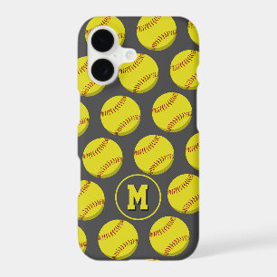 girls yellow softballs pattern sporty monogrammed