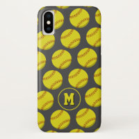 girls yellow softballs pattern sporty monogrammed