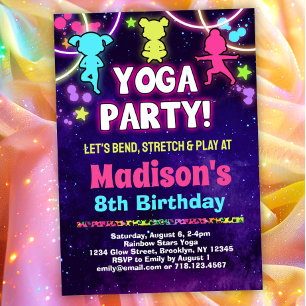 Girls Yoga Birthday Party Invitation