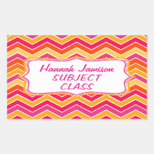 Girls zigzag name class subject label sticker