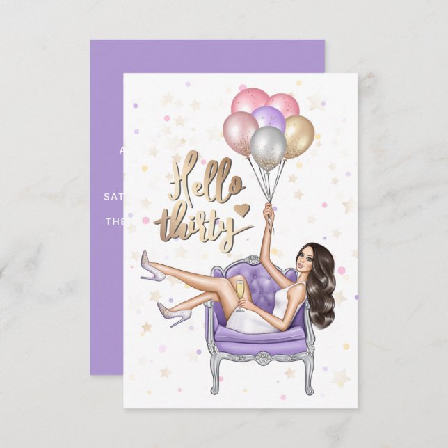 Girly 30th Birthday Party Invitation (Front/Back)