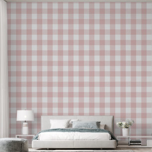 Girly 6" Light Pink Gingham Buffalo Check Wallpaper