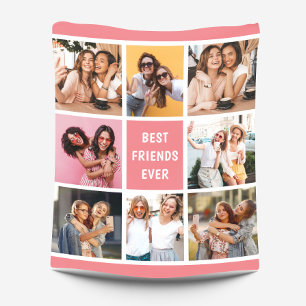 Girly 8 Photo Collage Best Friends Coral Peach Fleece Blanket
