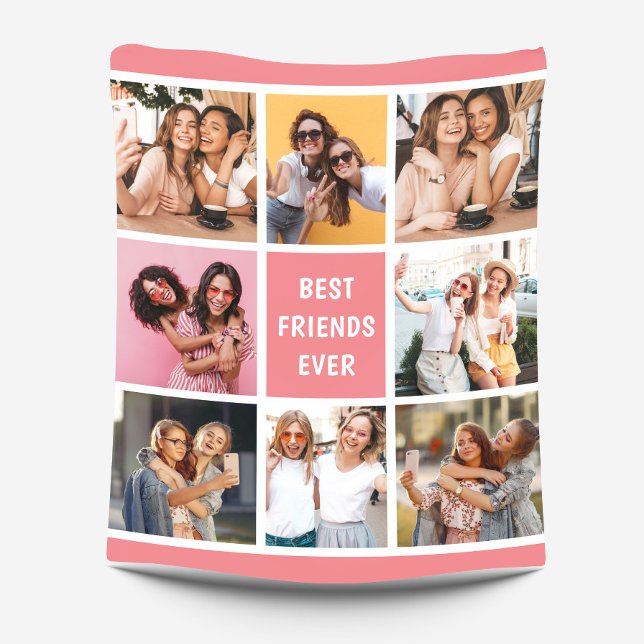 Girly 8 Photo Collage Best Friends Coral Peach Fleece Blanket (Creator Uploaded)