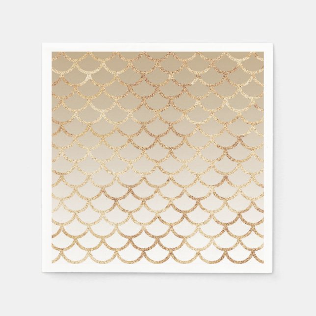 Girly and Glam Ombre Gold Mermaid Glitter Sparkles Napkin (Front)