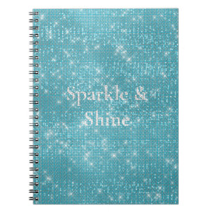 Girly Aqua Blue Glitzy Sparkle  Notebook