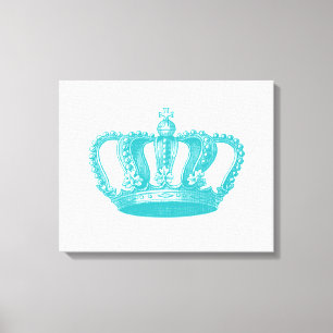 Girly Aqua Blue Vintage Crown Canvas Print