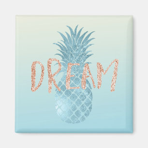Girly Aqua Glam Tropical Pineapple Pink Dream Magnet