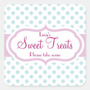 Girly Aqua & Pink Polka Dot Pattern Cute Stickers