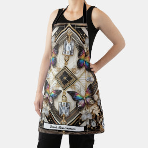 Girly Art Deco Rainbow Butterfly Apron