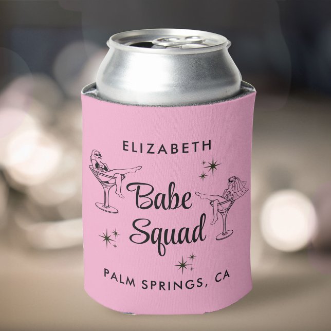 Girly Babe Squad Pink Bachelorette Party Can Cooler (Creator Uploaded)