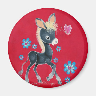 Girly Baby Donkey With Flowers Magnet