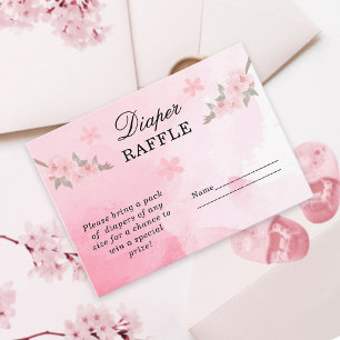 Girly Baby Shower Diaper Raffle Cherry Blossom Enclosure Card