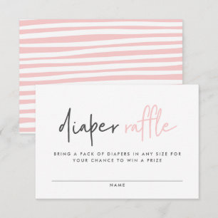 Girly baby shower pink blue modern diaper raffle enclosure card