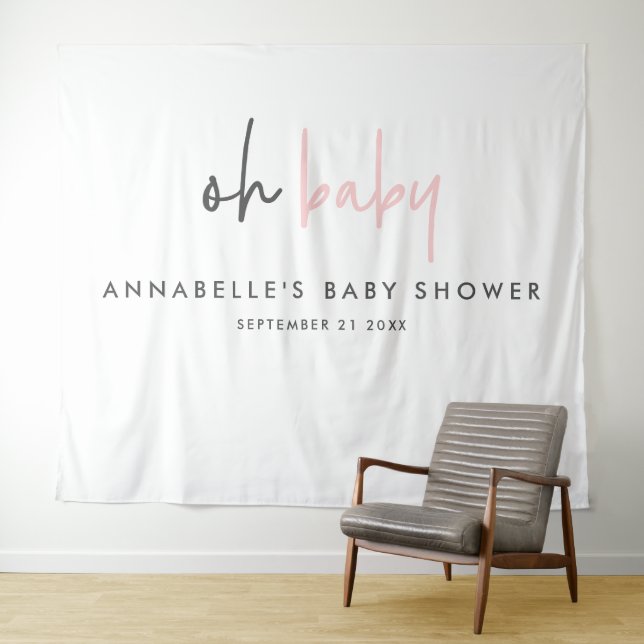 Girly baby shower pink modern unique typography tapestry (In Situ (Horizontal))