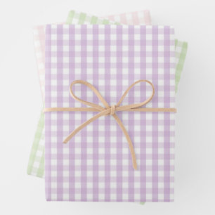 Girly Baby Shower Purple Green Pink Gingham Plaid Wrapping Paper Sheet