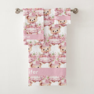 Girly Baby & Toddler Bath Towel Set Custom Name
