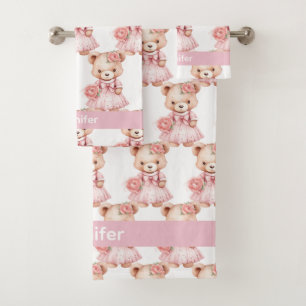 Girly Baby & Toddler Bath Towel Set Custom Name