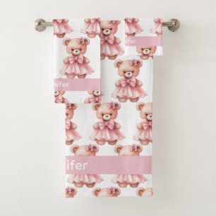 Girly Baby & Toddler Bath Towel Set Custom Name