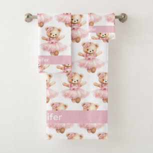 Girly Baby & Toddler Bath Towel Set Custom Name