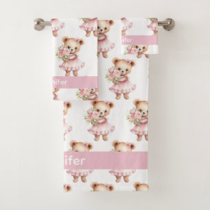 Girly Baby & Toddler Bath Towel Set Custom Name