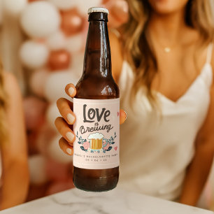 Girly bachelorette love is brewing beer bottle label