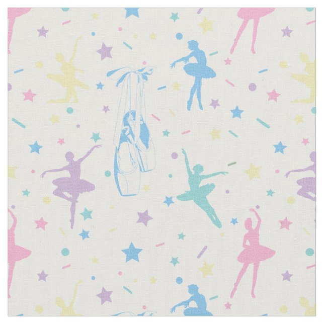 Girly Ballerina Dancer - Ballet Pattern Fabric (Close Up)
