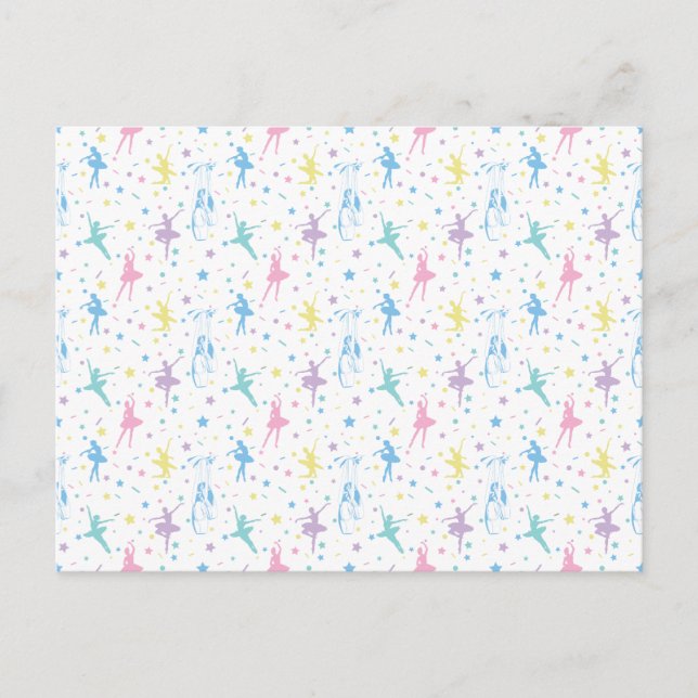 Girly Ballerina Dancer - Ballet Pattern Postcard (Front)