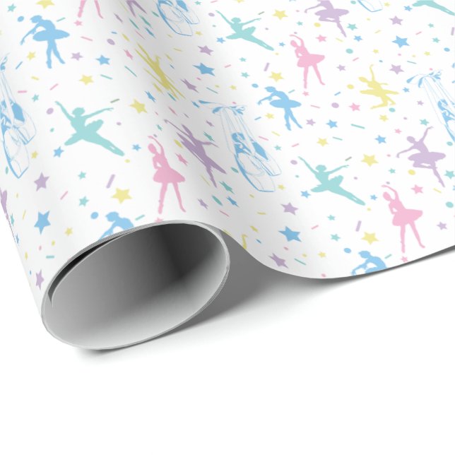 Girly Ballerina Dancer - Ballet Pattern Wrapping Paper (Roll Corner)