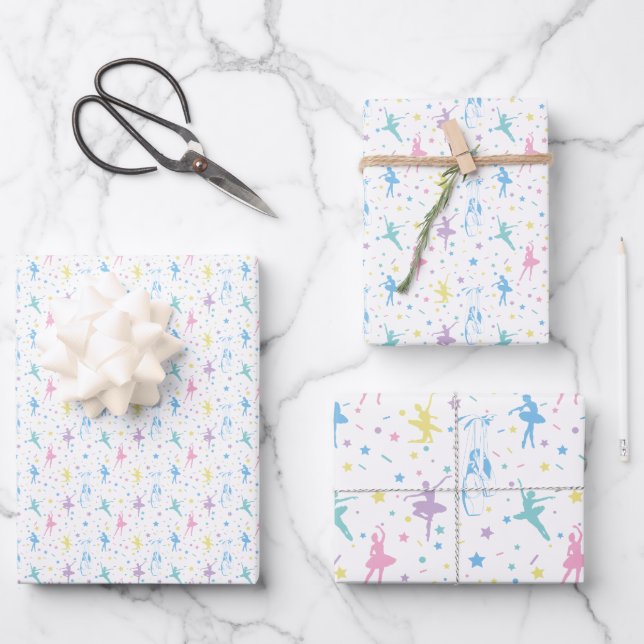 Girly Ballerina Dancer - Ballet Pattern Wrapping Paper Sheet (Front)