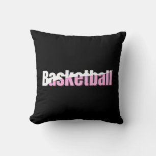 Girly Basketball Player Pink Typography Cushion