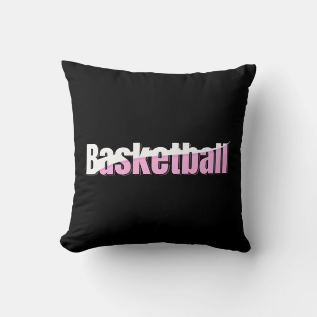 Girly Basketball Player Pink Typography Cushion (Front)