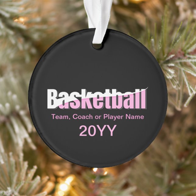 Girly Basketball Player Pink Typography Ornament (Tree)