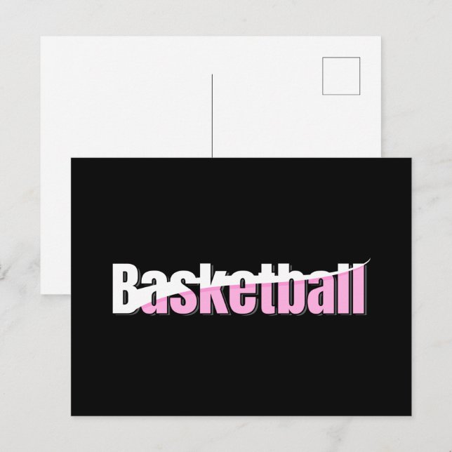 Girly Basketball Player Pink Typography Postcard (Front/Back)