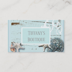 girly beach chic starfish seashells aqua blue business card