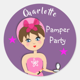 Girly Beauty Pamper Party Personalised Classic Round Sticker