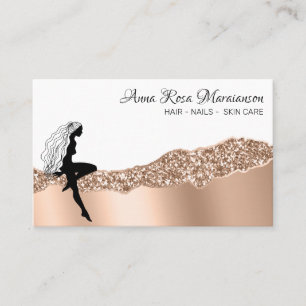 *~* Girly Beauty Woman Rose Gold Hair Goddess Business Card
