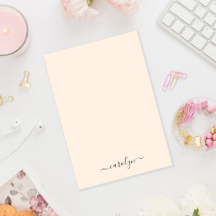 Girly Beige Monogram Modern Script Personalised Post-it Notes